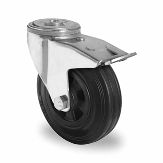 100-mm-Gummi-hjul-Drejehjul-bolt-med-bremse-transporthjul