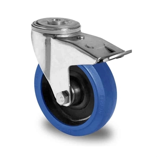 100-mm-Gummi-hjul-Drejehjul-bolt-med-bremse-transporthjul