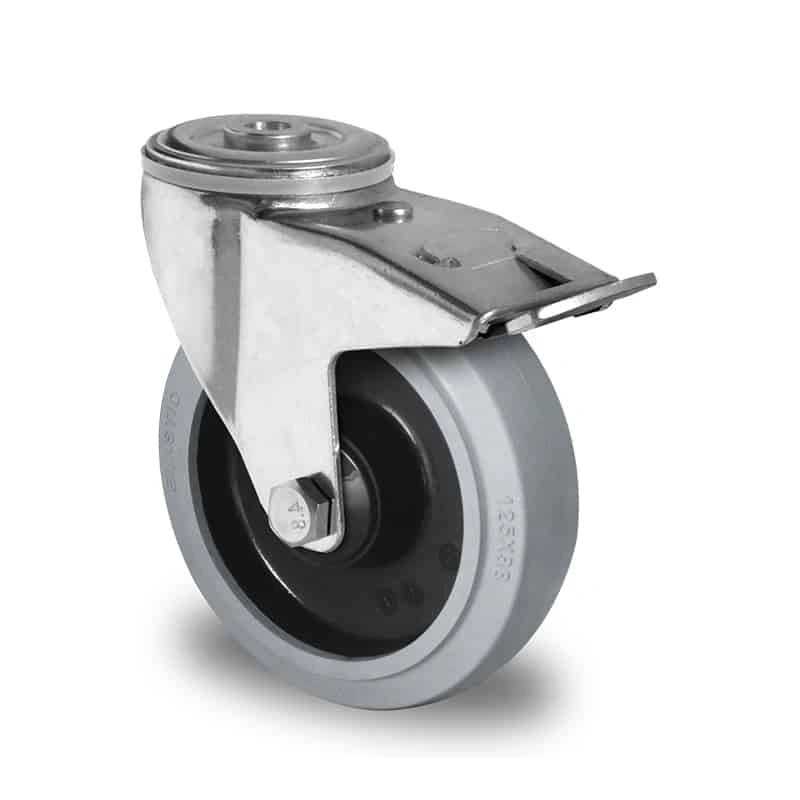 160-mm-Gummi-hjul-Drejehjul-bolt-med-bremse-transporthjul