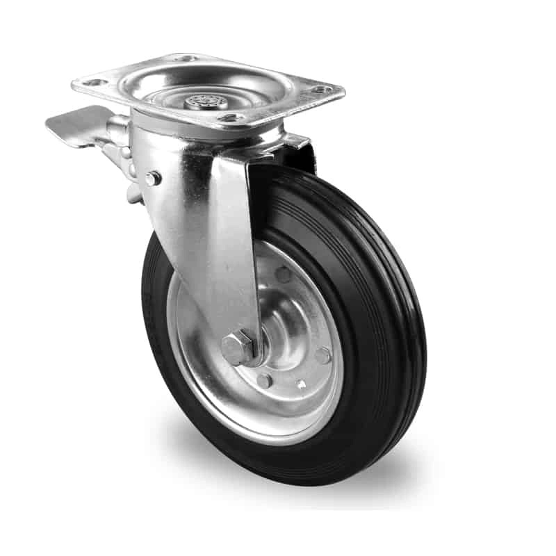200-mm-Hjul-til-affaldsbeholdere-Drejehjul-med-front-bremse-transporthjul