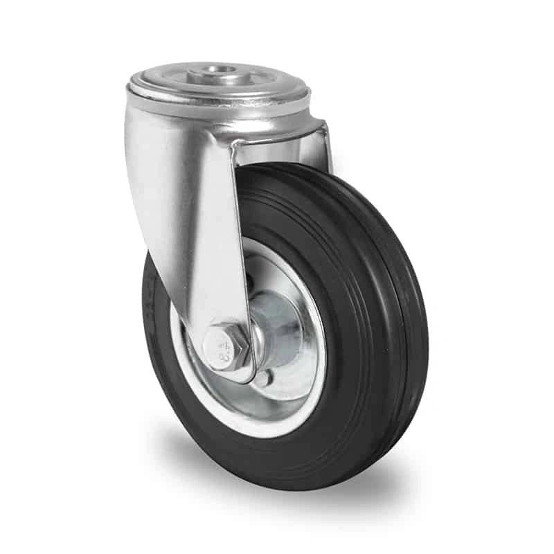 100-mm-Gummi-hjul-Drejehjul-bolt-transporthjul