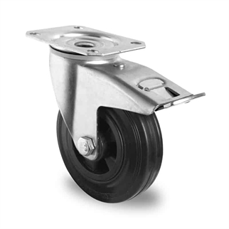 100-mm-Gummi-hjul-Drejehjul-med-bremse-transporthjul