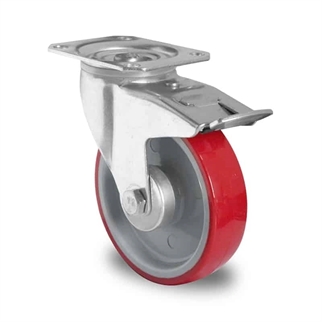 200-mm-Polyurethan-hjul-Drejehjul-med-bremse-transporthjul