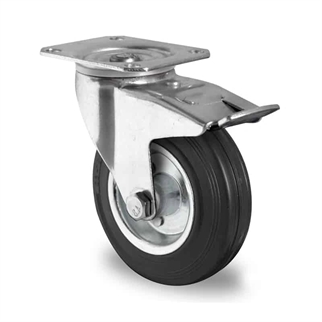 160-mm-Gummi-hjul-Drejehjul-med-bremse-transporthjul