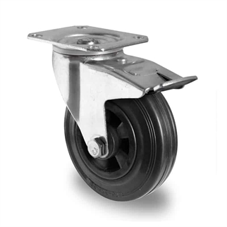 200-mm-Gummi-hjul-Drejehjul-med-bremse-transporthjul